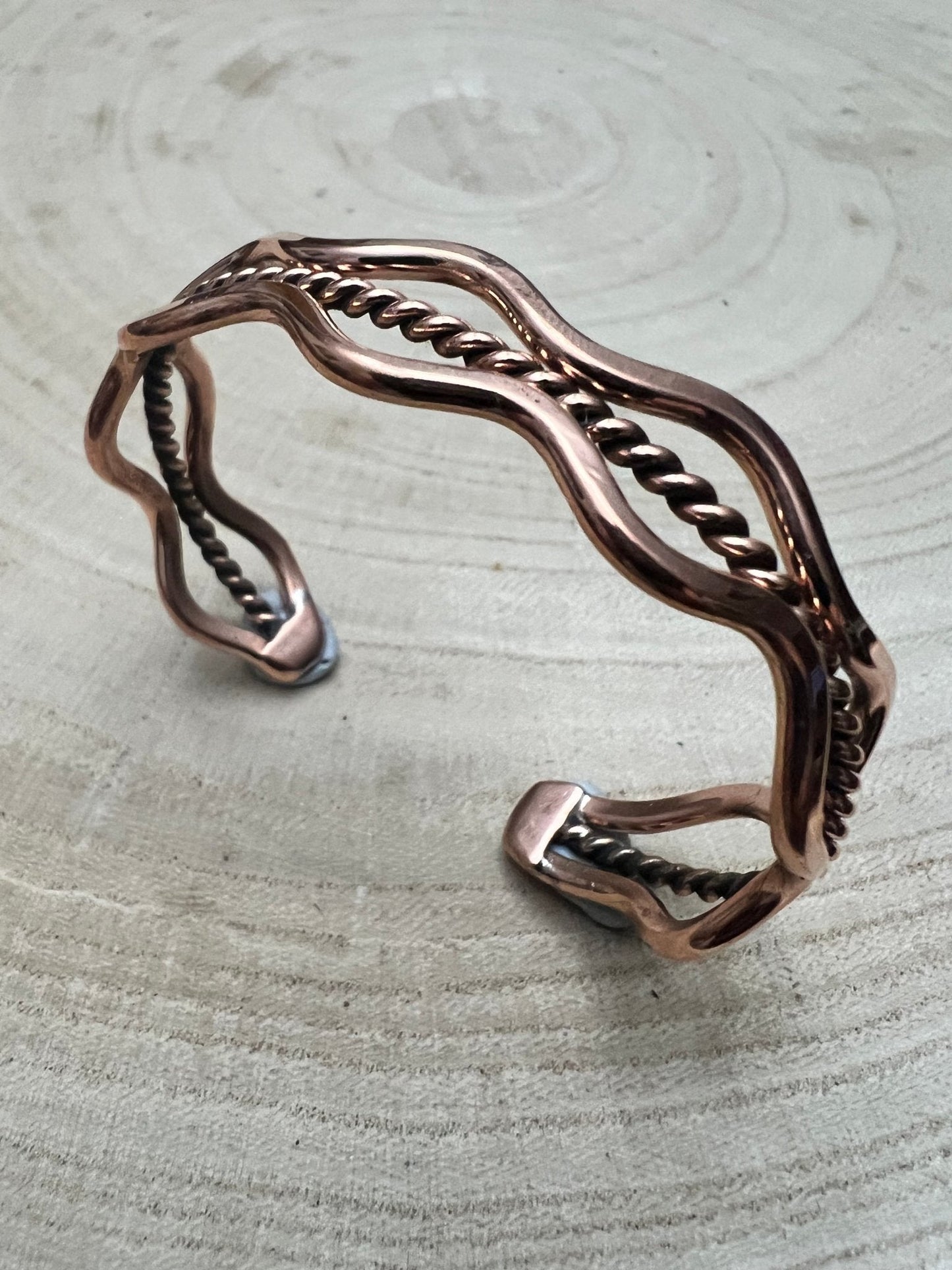 Elaine Tahe Navajo Copper Bracelet — Bold 1/2" Wide (Fits Up to 6" Wrist)