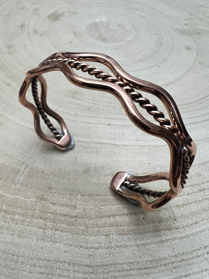 Elaine Tahe Navajo Copper Bracelet — Bold 1/2" Wide (Fits Up to 6" Wrist)