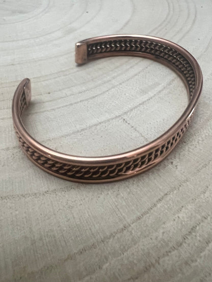 Elaine Tahe Navajo Copper Bracelet — Bold 1/2" Wide (Fits 6 1/8" Wrist)