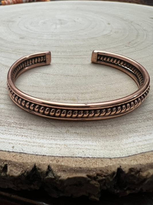 Elaine Tahe Navajo Copper Bracelet — 3/8" Wide, 6" Length (Fits 7 1/8" Wrist)