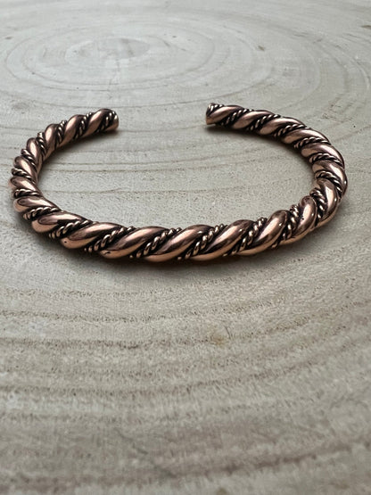 Elaine Tahe Navajo Copper Bracelet — Slim 1/4" Wide (Fits Up to 6 3/4" Wrist)