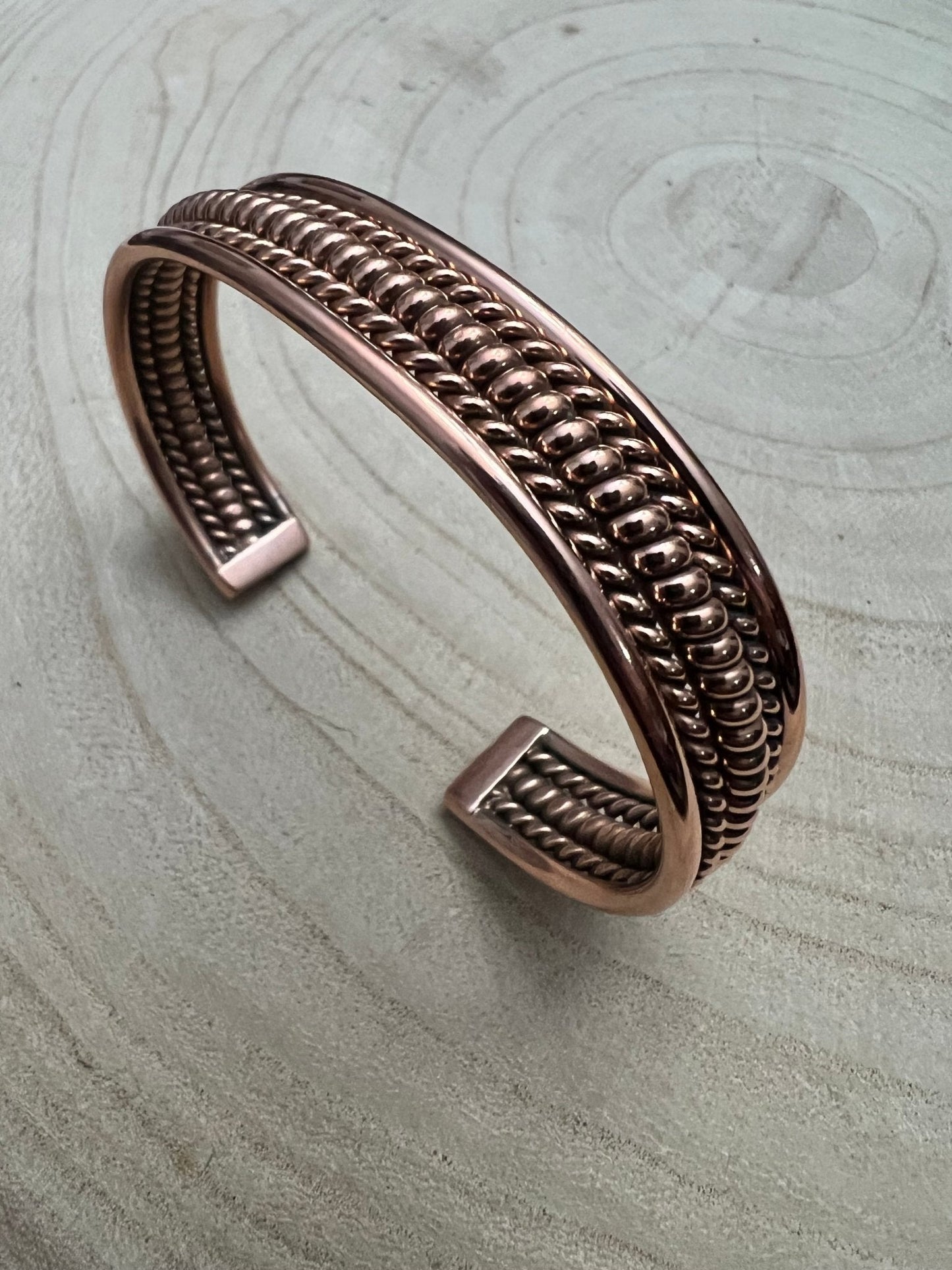 Elaine Tahe Navajo Copper Bracelet — Large 1/2" Wide (Fits 7 1/8" Wrist)