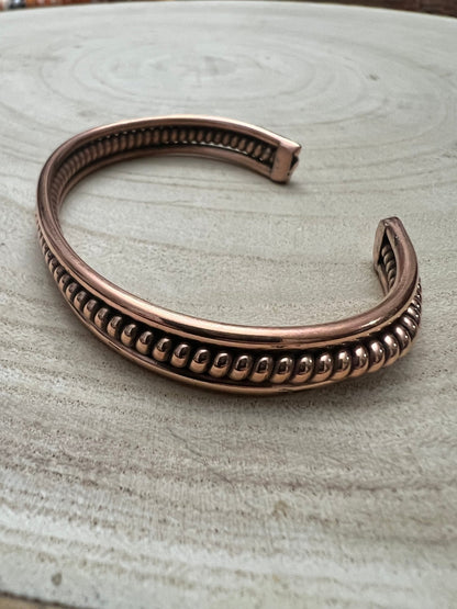 Elaine Tahe Navajo Copper Bracelet — 3/8" Wide, 6" Length (Fits 7 1/8" Wrist)