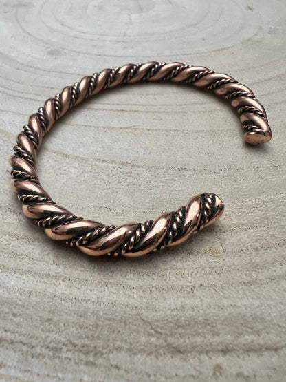 Elaine Tahe Navajo Copper Bracelet — Slim 1/4" Wide (Fits Up to 6 3/4" Wrist)