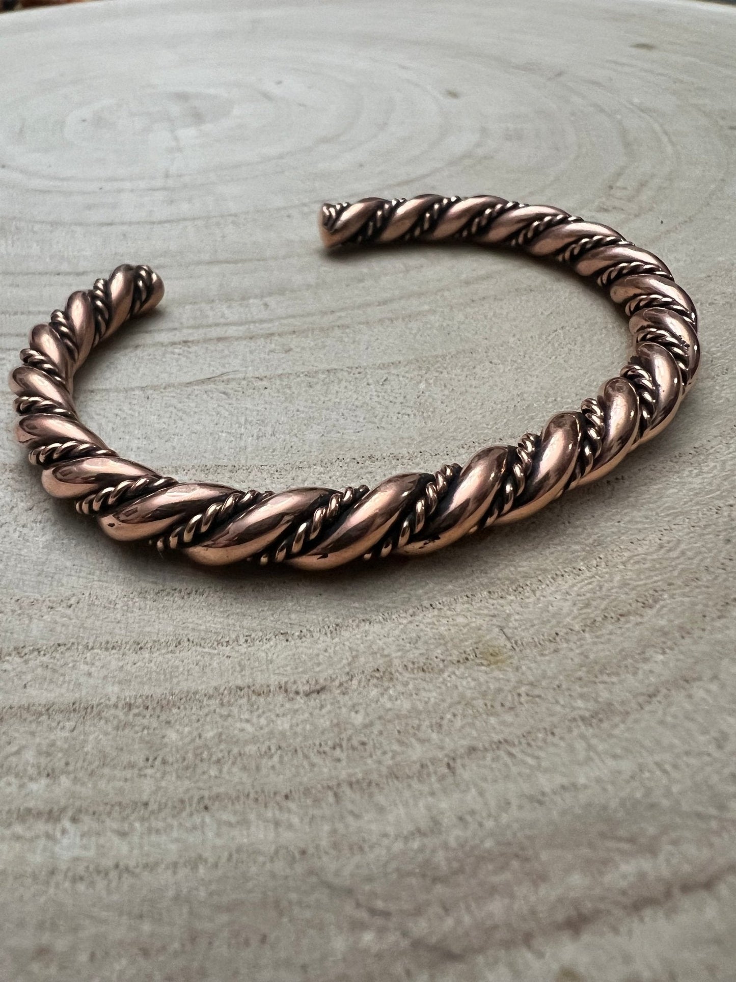 Elaine Tahe Navajo Copper Bracelet — Slim 1/4" Wide (Fits Up to 6 3/4" Wrist)