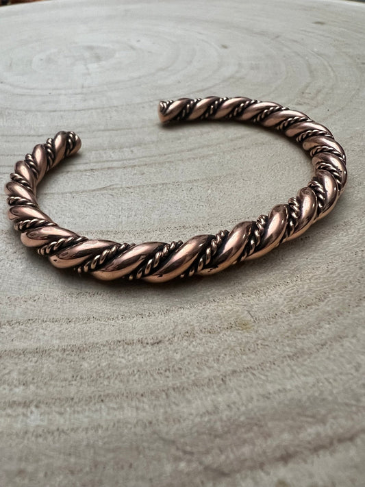 Elaine Tahe Navajo Copper Bracelet — Slim 1/4" Wide (Fits Up to 6 3/4" Wrist)