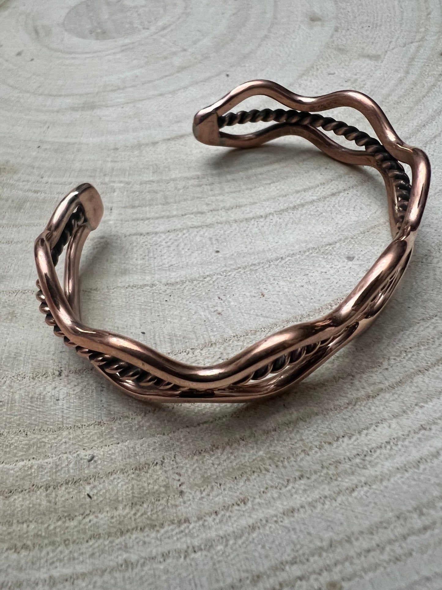 Elaine Tahe Navajo Copper Bracelet — Bold 1/2" Wide (Fits Up to 6" Wrist)