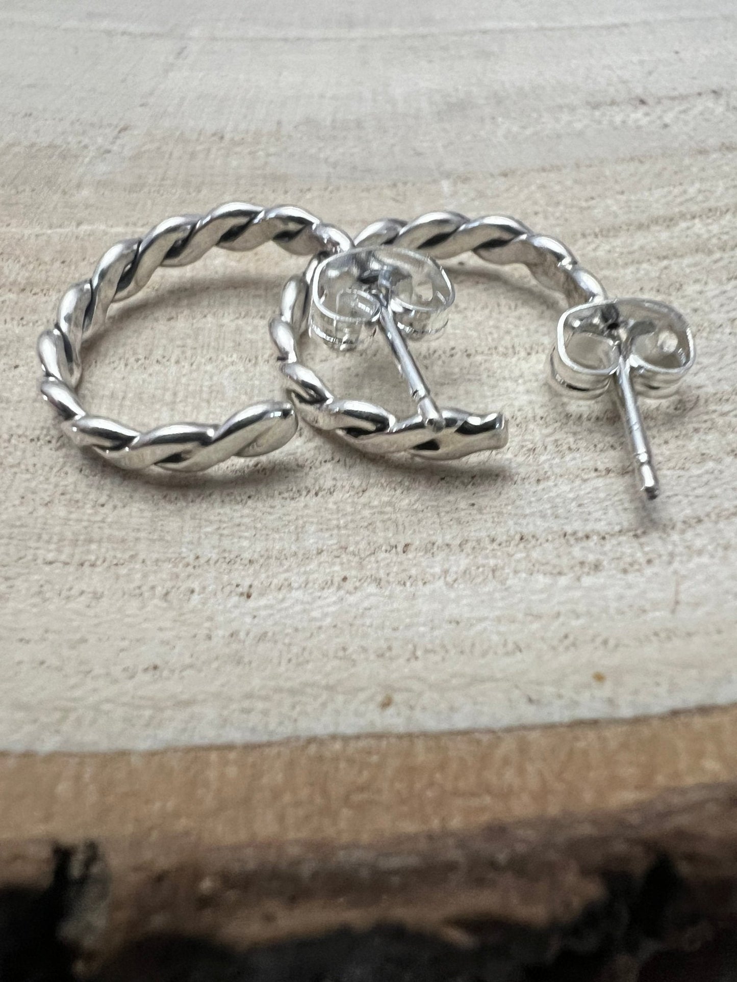 Elaine Tahe Navajo Sterling Silver Petite Hoop Earrings — 5/8" (Restock)