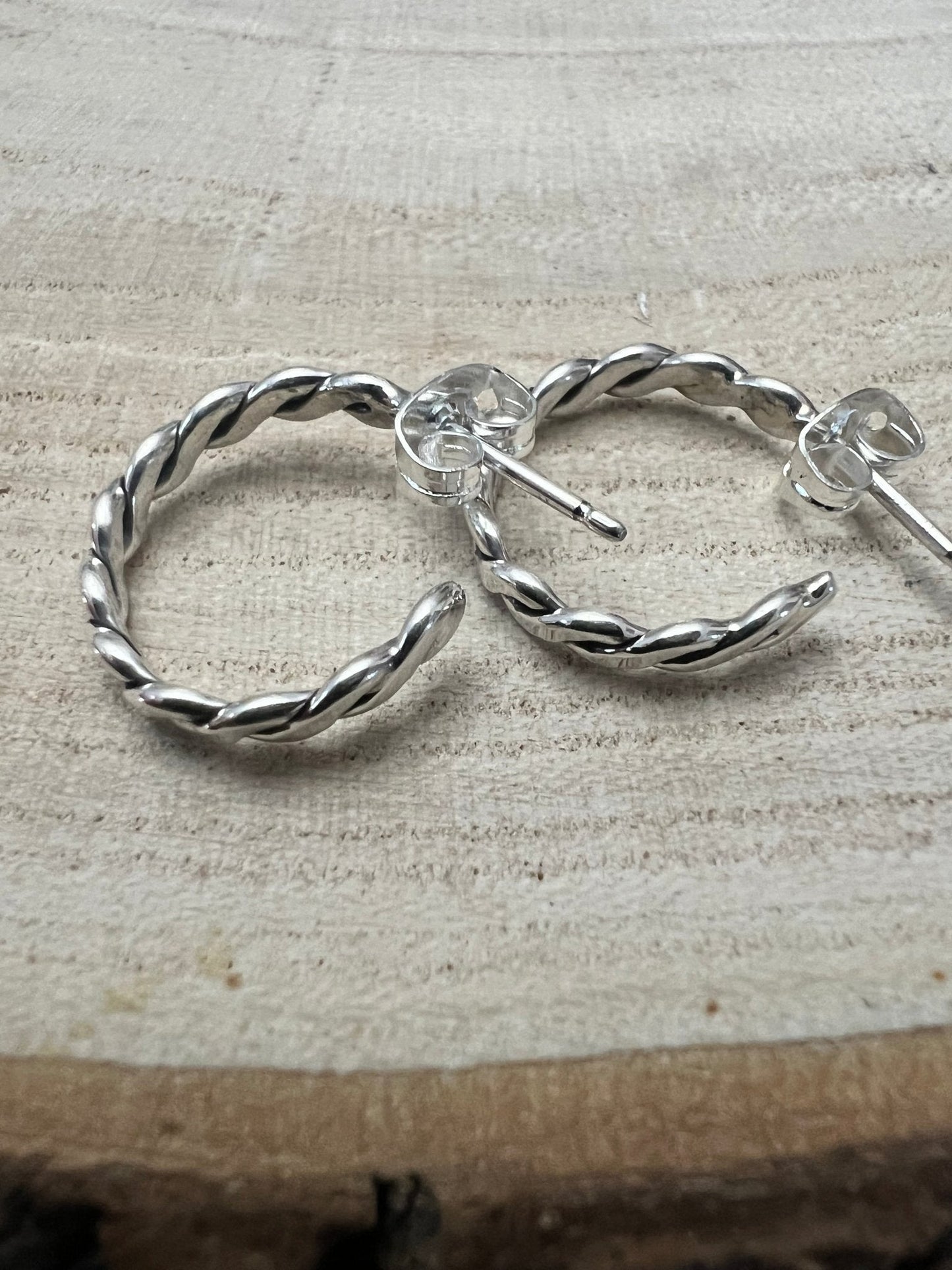 Elaine Tahe Navajo Sterling Silver Petite Hoop Earrings — 5/8" (Restock)
