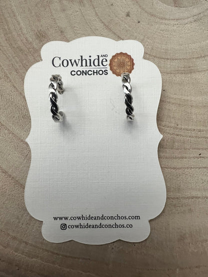 Elaine Tahe Navajo Sterling Silver Petite Hoop Earrings — 5/8" (Restock)
