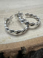 Elaine Tahe Navajo Sterling Silver Petite Hoop Earrings — 5/8" (Restock)