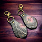 Western Embossed Leather Key Chain — Magenta Navajo Print (Handmade in Texas)