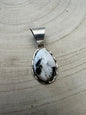 Ernest Hawthorne Navajo Sterling Silver Pendant with White Buffalo — 1 1/2" × 5/8" (Hallmark EH)