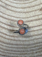 Esther White Navajo Sterling Silver Pink Conch Twist Adjustable Ring