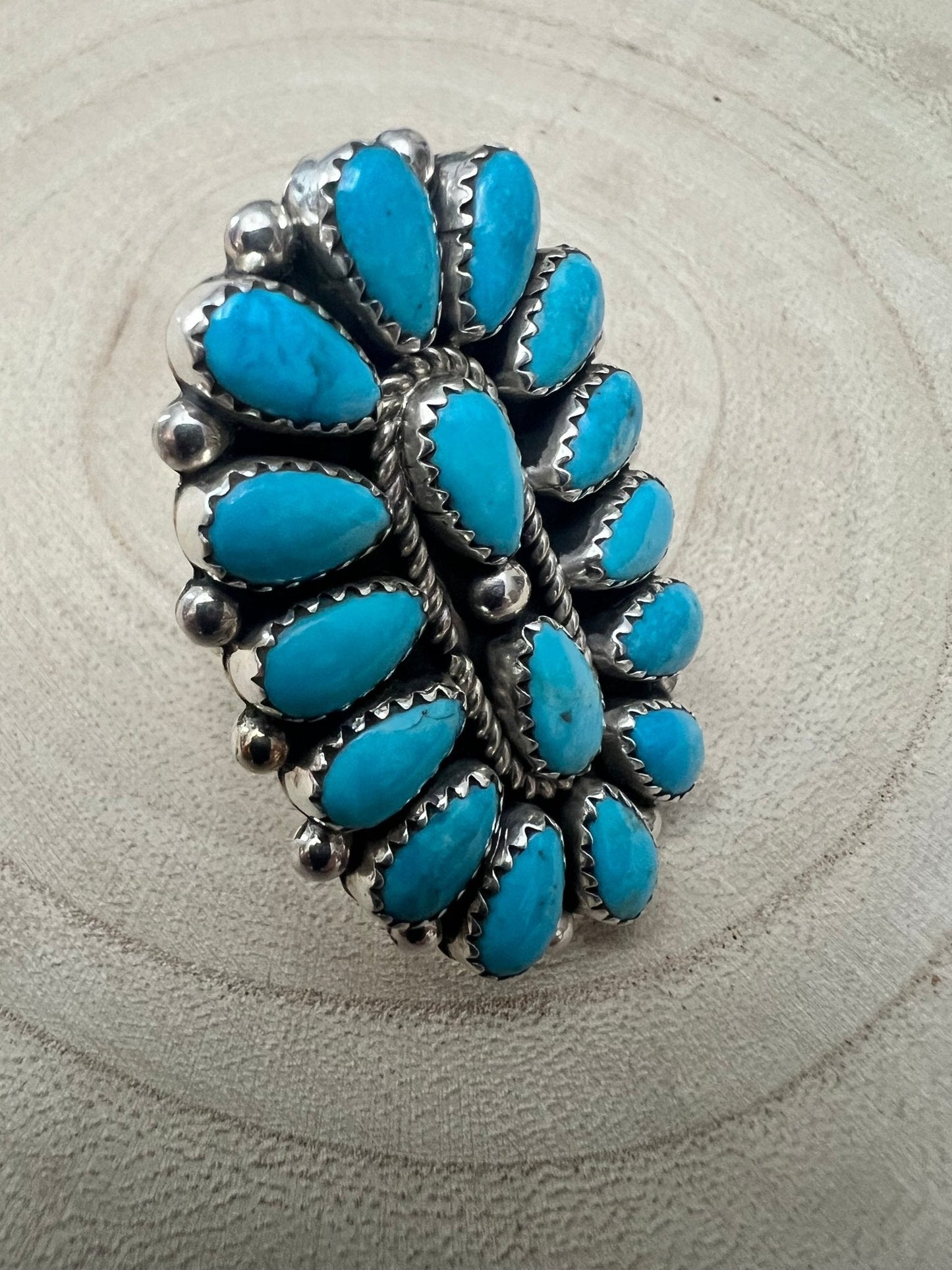 Eunise Wilson Navajo Sterling Silver Ring with Turquoise — Size 8 (Hallmark EJW)