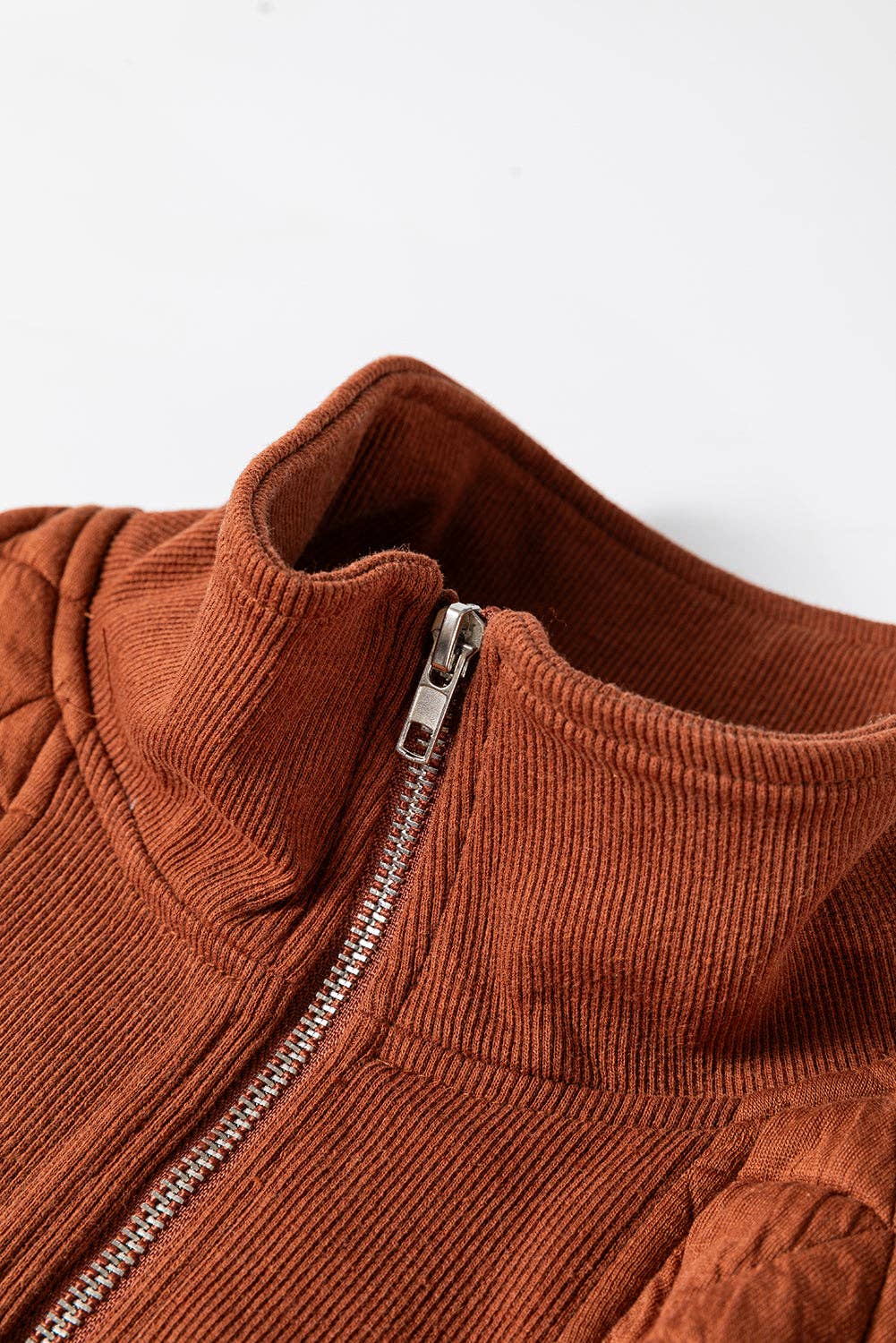 Geometric Quilted Half Zipped Sweatshirt
