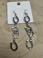 Western Fashion Horseshoe Dangle Earrings — Bold 3½" Statement Drop