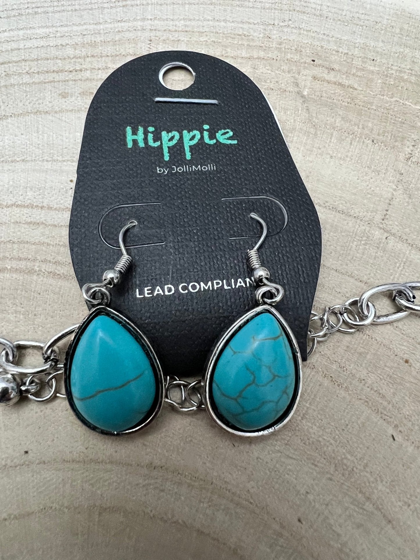 Faux Naja Pendant Necklace & Earring Set - 20 inch necklace