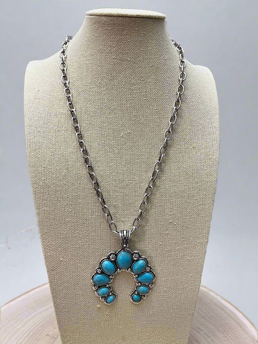 Faux Naja Pendant Necklace & Earring Set - 20 inch necklace