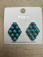 Western Faux Turquoise Cluster Post Earrings — Petite 1" Drop