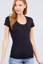 42POPS Fitted Basic Scoop Neck Western Tee — Coconut Cotton Stretch Wardrobe Essential