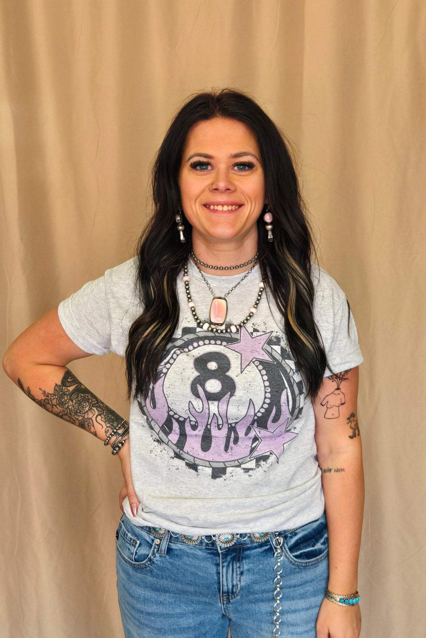 "Flaming 8 Ball" Western Graphic Tee — Jerzees Bold Retro Western Statement
