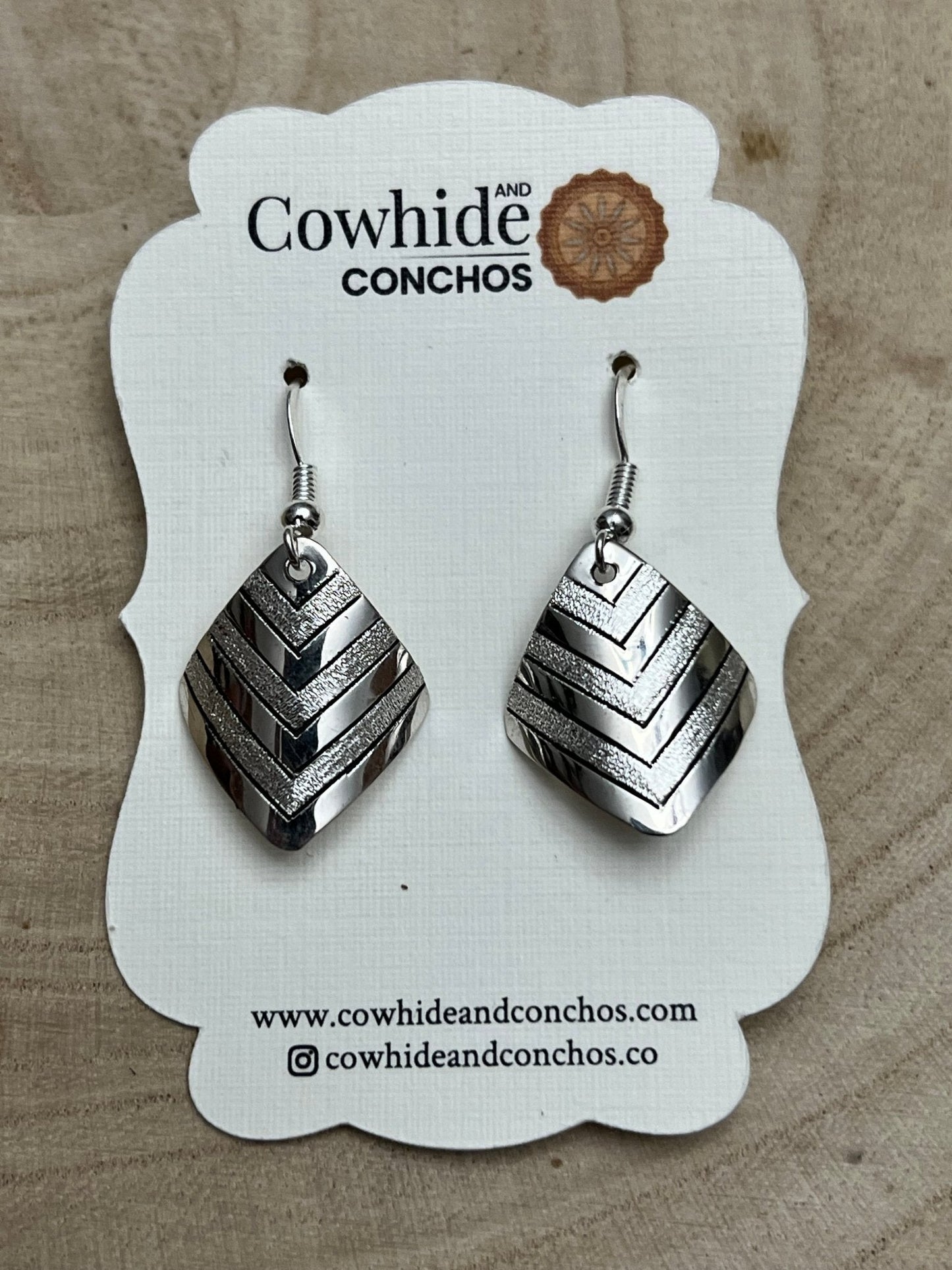 Florence Tahe Navajo Sterling Silver Dangle Earrings — 3/4" Square