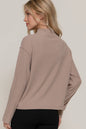 Active Basic "Frontier" Brushed Rib Mock Neck Western Top — Visible Overlocked Seams (Mushroom or White)