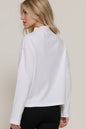 Active Basic "Frontier" Brushed Rib Mock Neck Western Top — Visible Overlocked Seams (Mushroom or White)