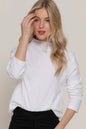 Active Basic "Frontier" Brushed Rib Mock Neck Western Top — Visible Overlocked Seams (Mushroom or White)