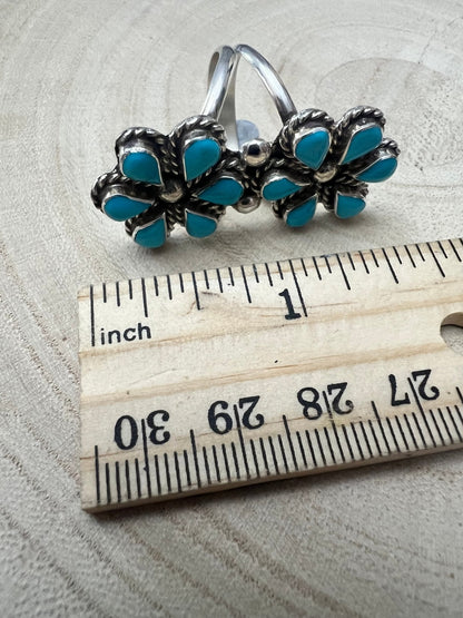 Gina Dosedo Zuni Sterling Silver Ring with Turquoise — Size 7.5 & 8.5