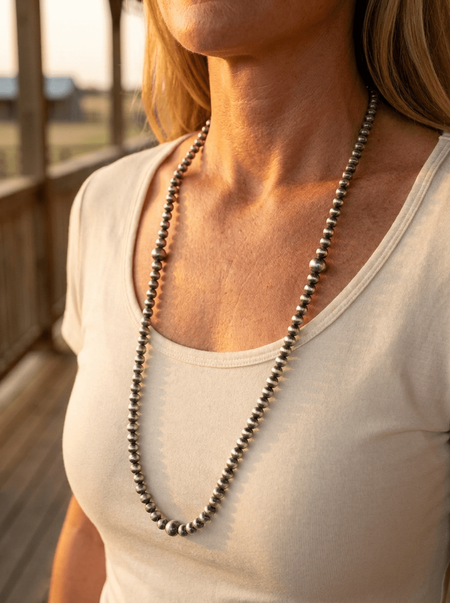 Graduated Sterling Pearl Necklace — 28 inch (Made in USA, 4-5-6-8mm)