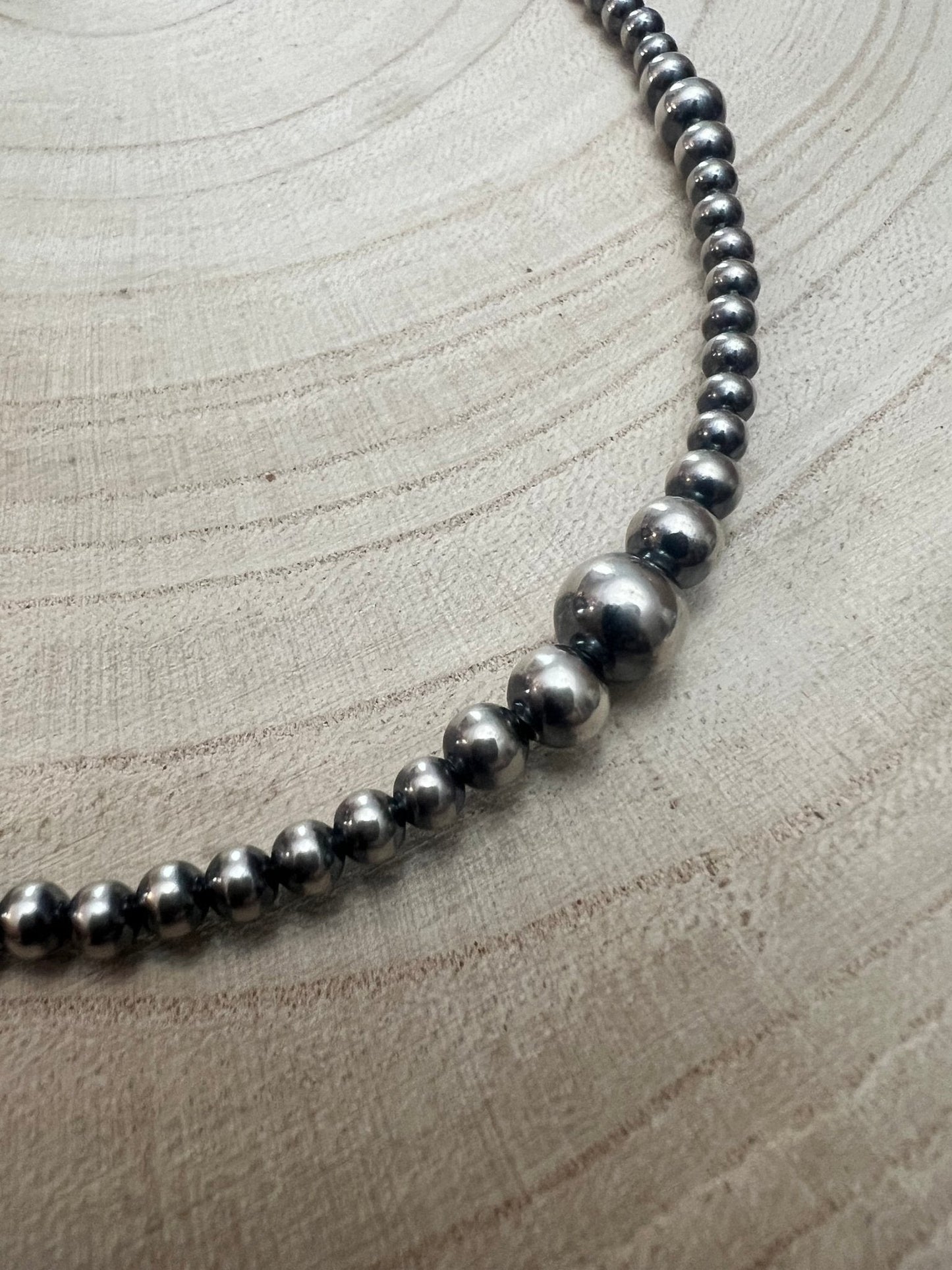 Graduated Sterling Pearl Choker — 15 inch (4-5-6-8mm Oxidized)