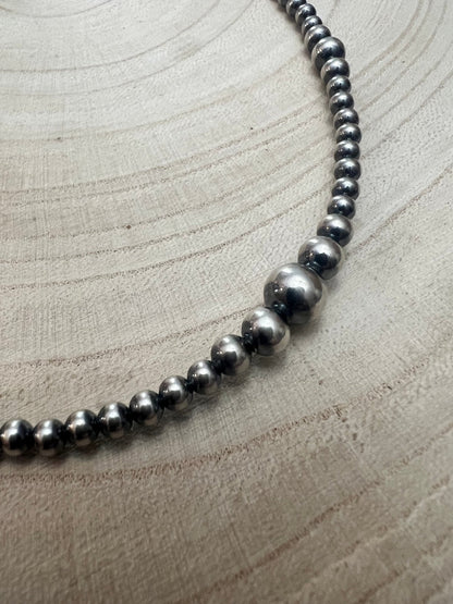 Graduated Sterling Pearl Choker — 15 inch (4-5-6-8mm Oxidized)