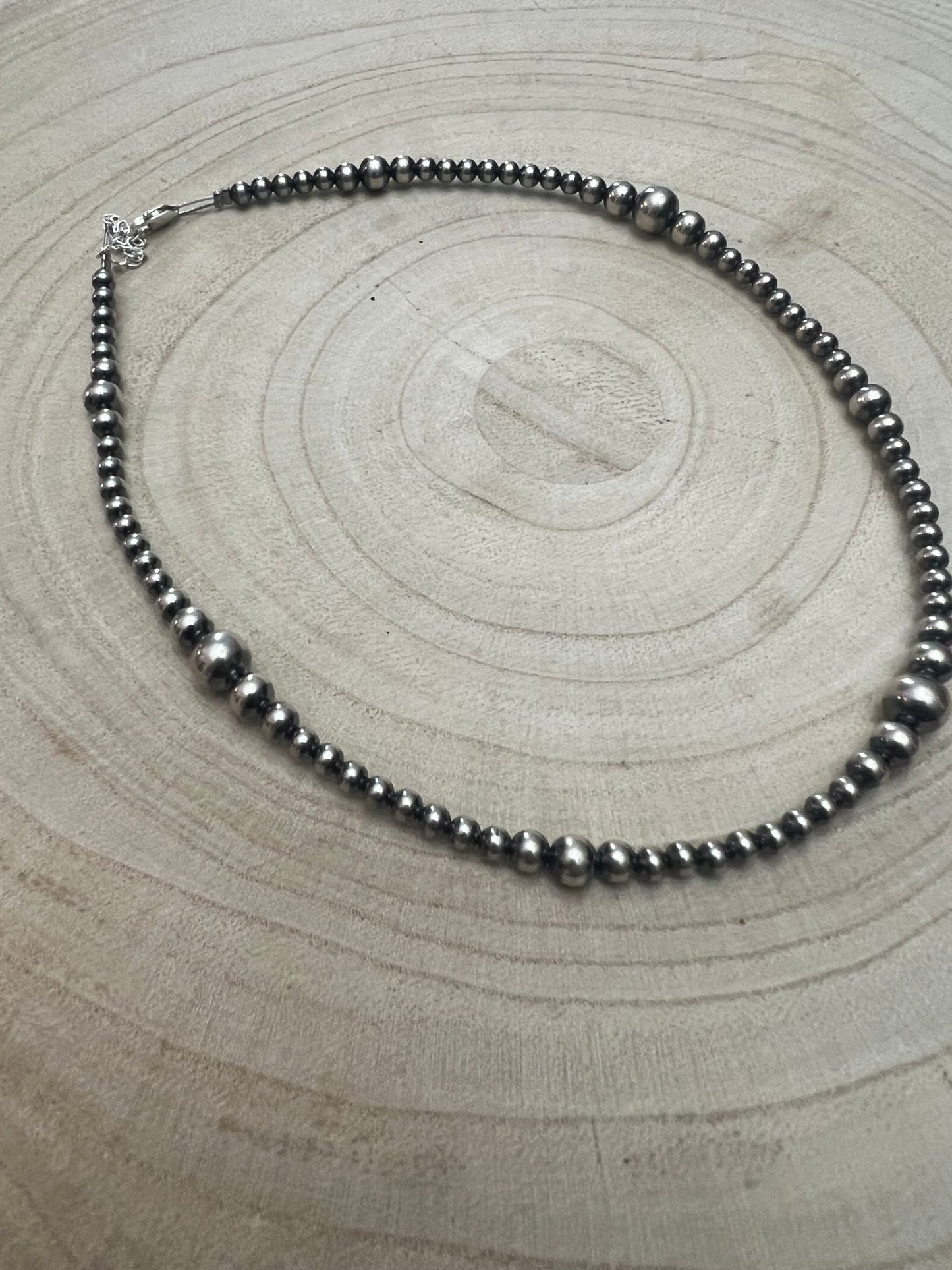 Graduated Sterling Pearl Choker — 15 inch (4-5-6-8mm Oxidized)