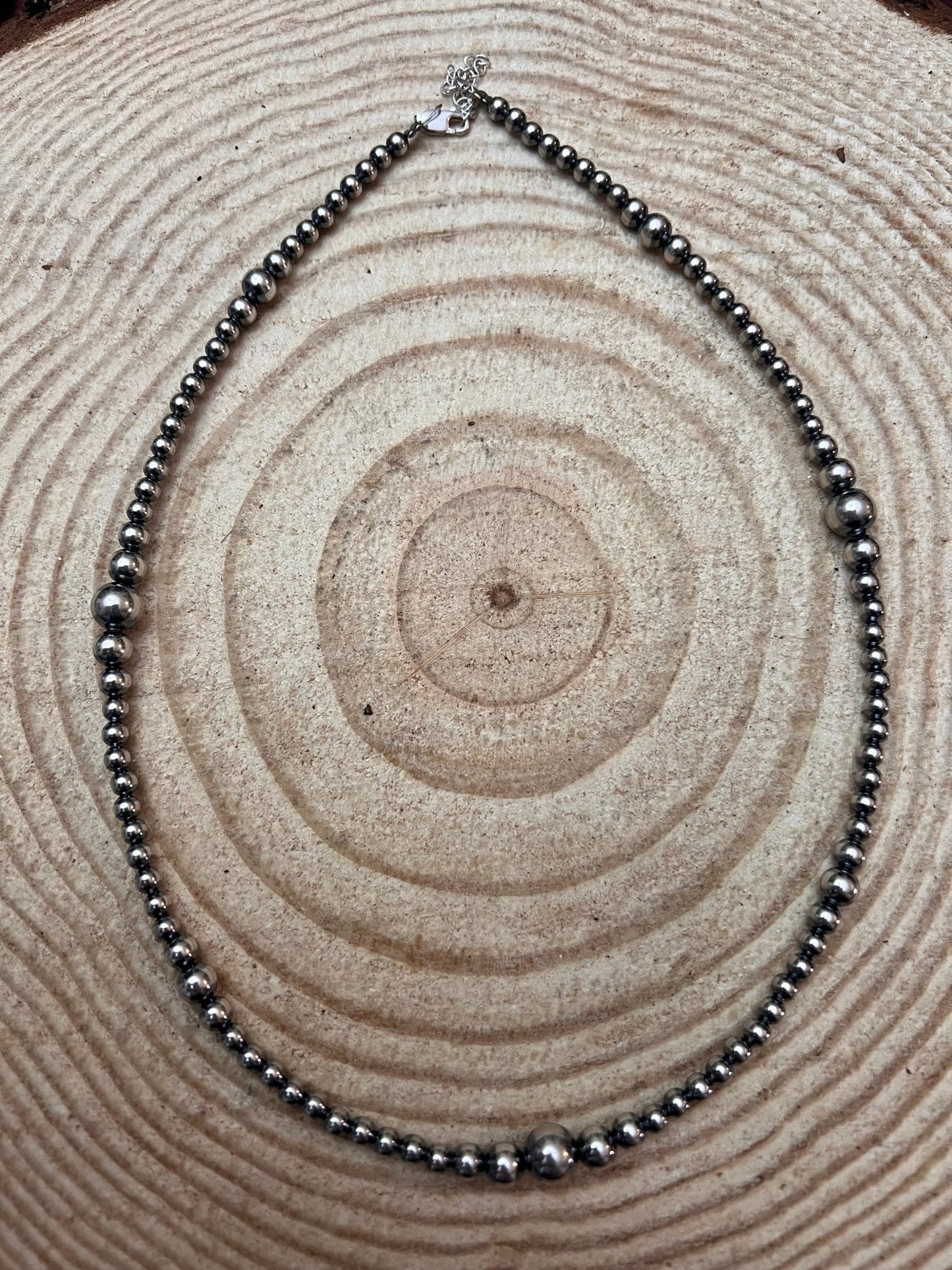 Graduated Sterling Pearl Necklace — 18 inch (4-5-6-8mm)