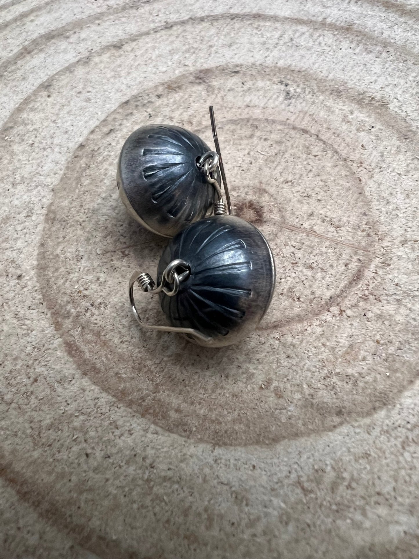 Preston Haley Hand-Stamped Navajo Pearl Sterling Silver Earrings