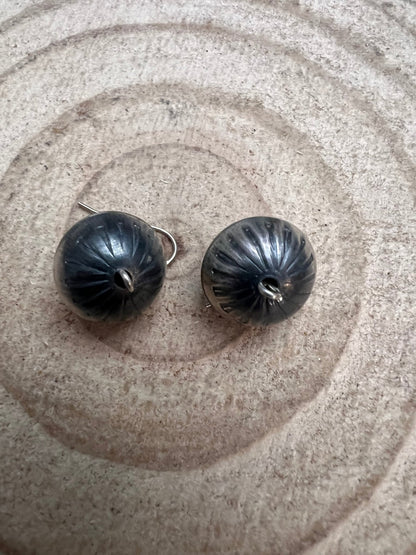 Preston Haley Hand-Stamped Navajo Pearl Sterling Silver Earrings