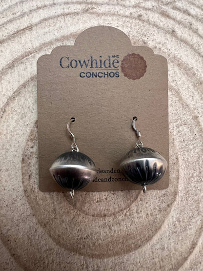 Preston Haley Hand-Stamped Navajo Pearl Sterling Silver Earrings