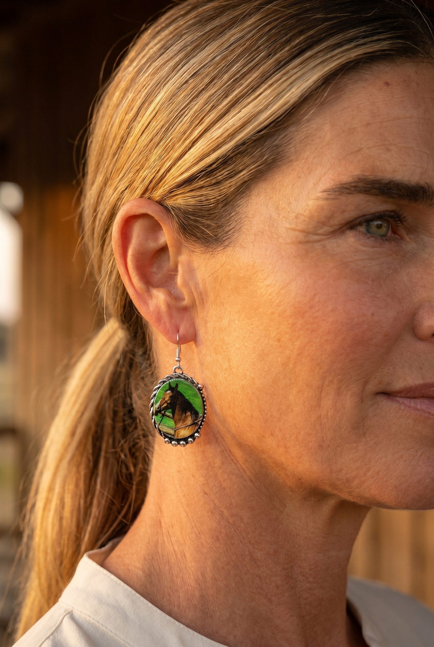 Western Framed Horse Fashion Earrings — Equestrian Statement (1½" x 1")