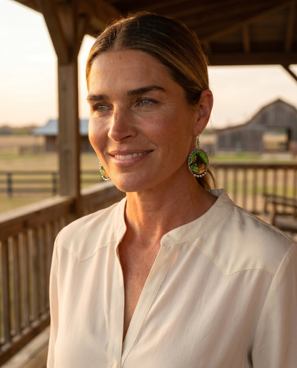 Western Framed Horse Fashion Earrings — Equestrian Statement (1½" x 1")