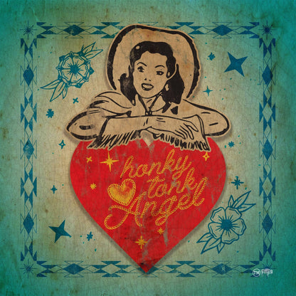 Honky Tonk Angel Glass Cutting Board / Charcuterie / Trivet — 12" Square Tempered
