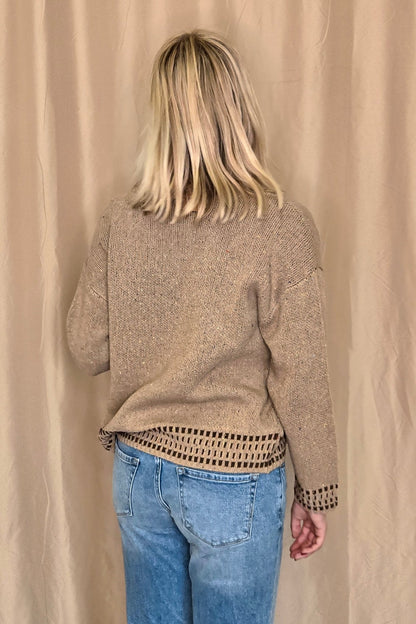 Blu Pepper Horse Jacquard Western Long Sleeve Knit Sweater — Wool Blend with Detailed Horse Pattern (charcoal medium remains)