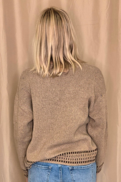 Blu Pepper Horse Jacquard Western Long Sleeve Knit Sweater — Wool Blend with Detailed Horse Pattern (charcoal medium remains)