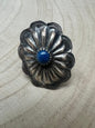 Joanee Silver Navajo Lapis Concho Adjustable Ring — Sterling Silver