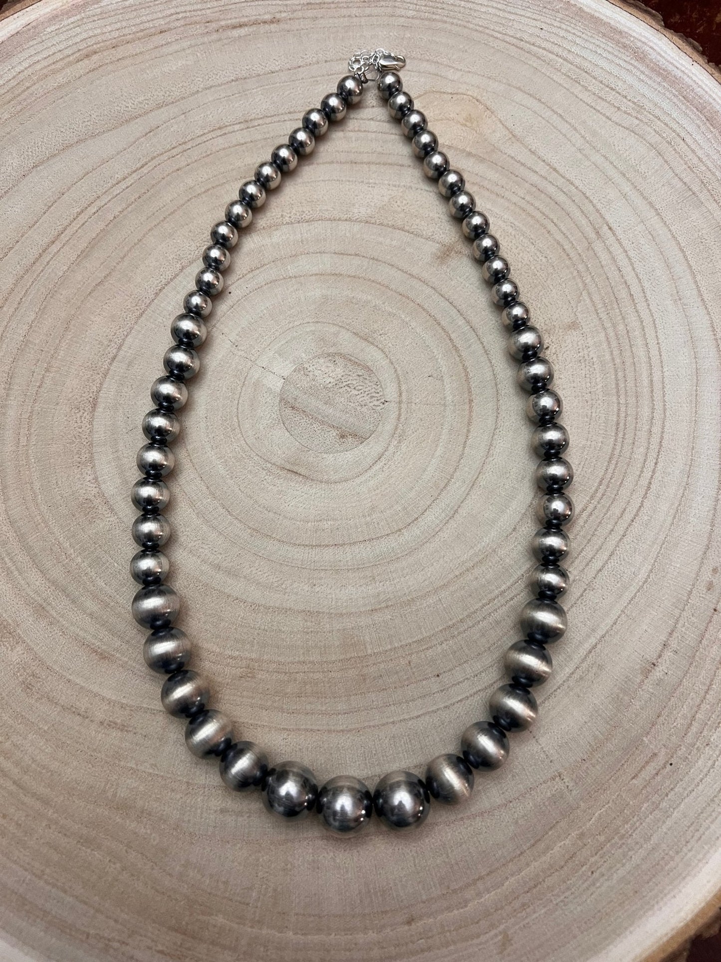 Graduated Sterling Pearl Statement Necklace — 20.5 inch (Graduated 8mm to 14mm)