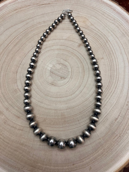 Graduated Sterling Pearl Statement Necklace — 20.5 inch (Graduated 8mm to 14mm)