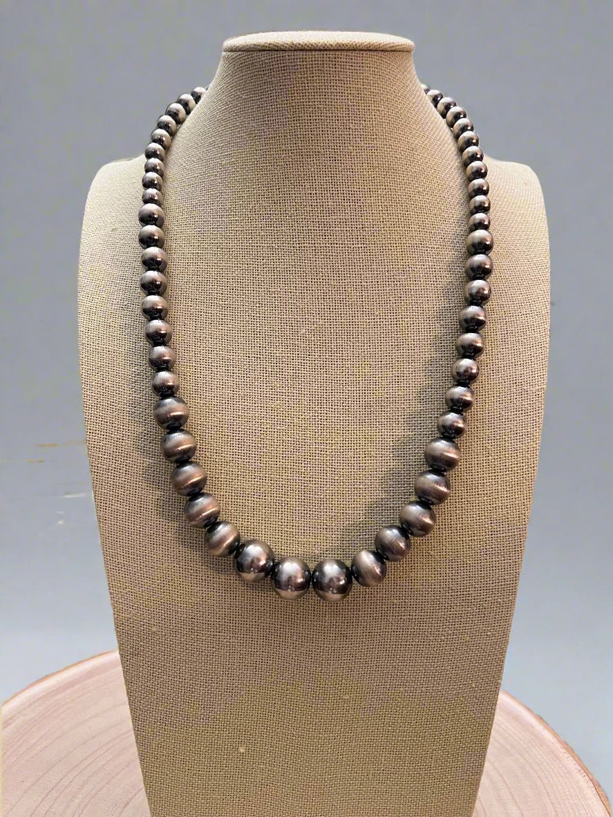 Graduated Sterling Pearl Statement Necklace — 20.5 inch (Graduated 8mm to 14mm)
