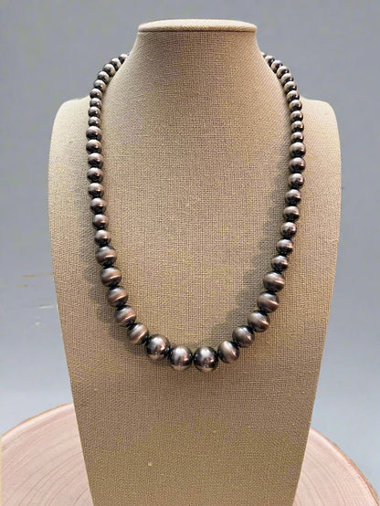 Graduated Sterling Pearl Statement Necklace — 20.5 inch (Graduated 8mm to 14mm)