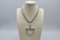 Western Silver Horse Bit Statement Necklace with Rhinestone Snake Chain — Bold Equestrian Jewelry